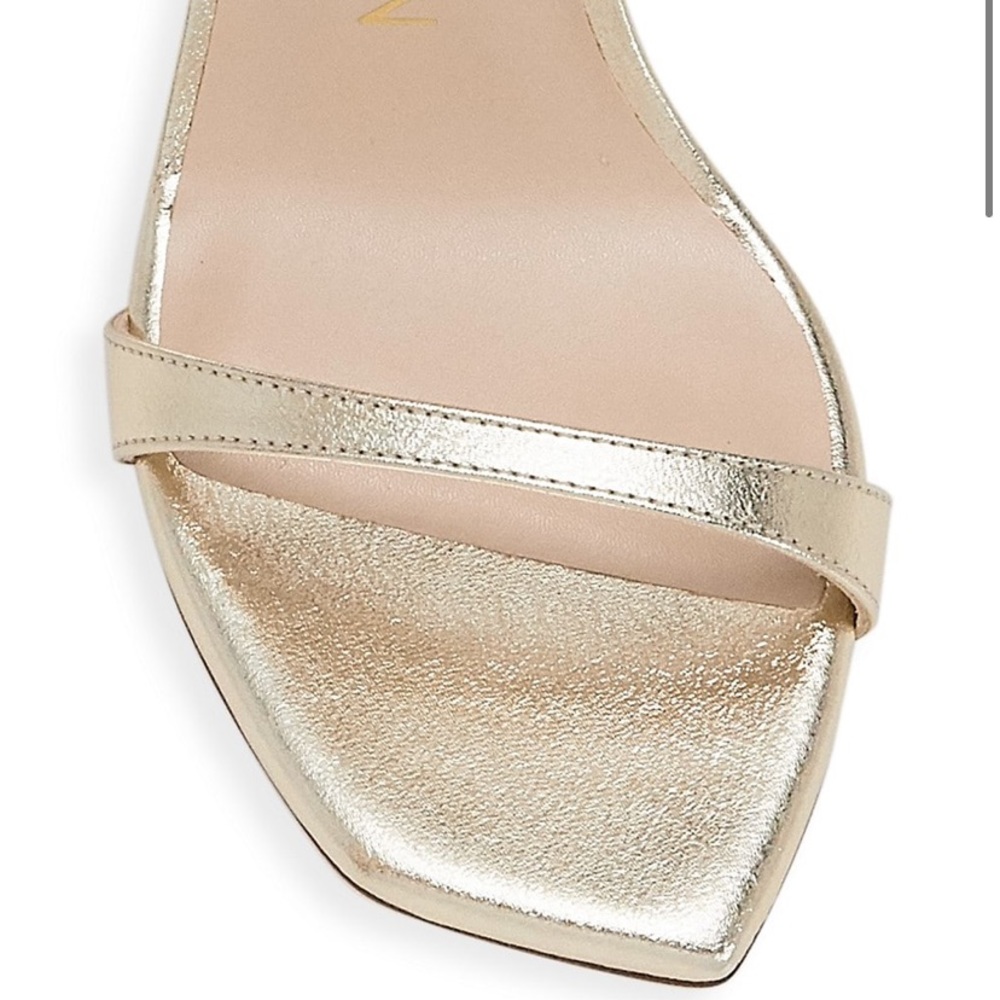 Stuart Weitzman Ellsie Ankle-Wrap Metallic Leather Sandals - Picture 4 of 6